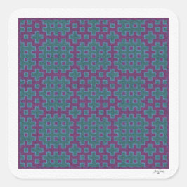 Adesivo Quadrado azulejo geométrico hitomezashi roxo e teal