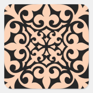 Adesivo Quadrado Azulejo marroquino - rosa e preto do pêssego