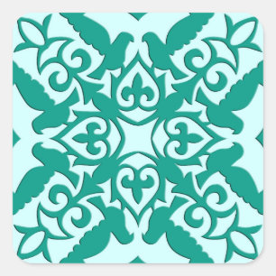 Adesivo Quadrado Azulejo marroquino - turquesa e aqua