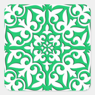 Adesivo Quadrado Azulejo marroquino - verde e branco de jade
