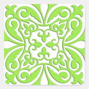 Adesivo Quadrado Azulejo marroquino - verde limão e branco