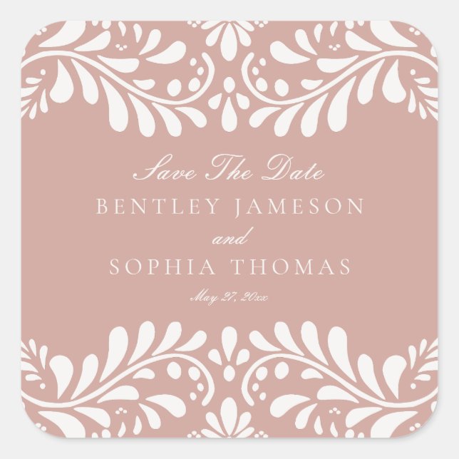 Adesivo Quadrado Azulejo Rosa Talavera Envelope Casamento Fiesta Es (Frente)