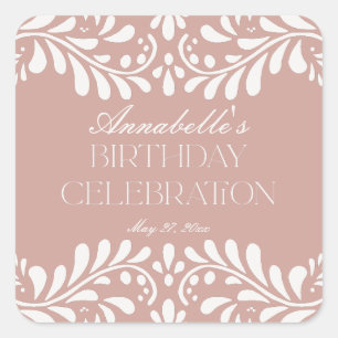 Adesivo Quadrado Azulejo Rosa Talavera Espanhol Fiesta Aniversário