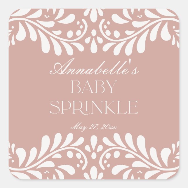 Adesivo Quadrado Azulejo Rosa Talavera Espanhol Fiesta Baby Sprinkl (Frente)