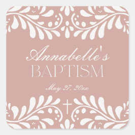 Adesivo Quadrado Azulejo Rosa Talavera Espanhol Fiesta Baptism Favo