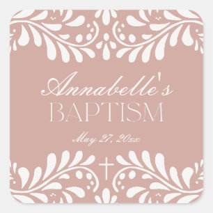 Adesivo Quadrado Azulejo Rosa Talavera Espanhol Fiesta Baptism Favo