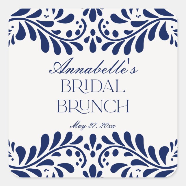 Adesivo Quadrado Azulejo Talavera Azul Festa Espanhola Café da Manh (Frente)