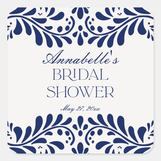 Adesivo Quadrado Azulejo Talavera Azul Festa Espanhola Chás de Cozi (Frente)