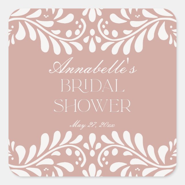 Adesivo Quadrado Azulejo Talavera Rosa Casamento Espanhol Fiesta Ch (Frente)