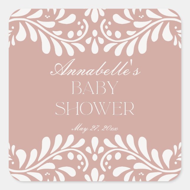 Adesivo Quadrado Azulejo Talavera rosa Chá de fraldas Fiesta espanh (Frente)