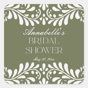 Adesivo Quadrado Azulejo Verde de Talavera Festa Espanhola Chá de N