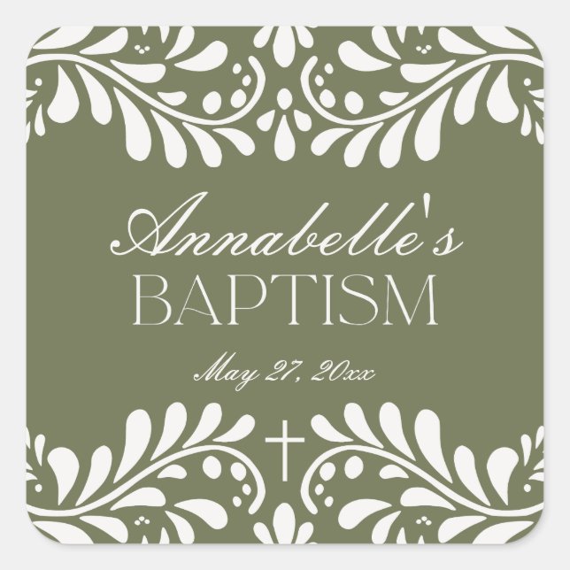 Adesivo Quadrado Azulejo Verde Talavera Espanhol Fiesta Baptism Fav (Frente)