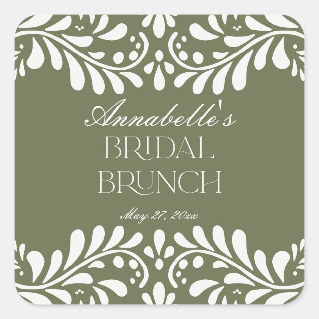 Adesivo Quadrado Azulejo Verde Talavera Espanhol Fiesta Bridal Brun (Frente)