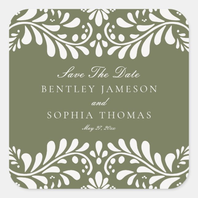 Adesivo Quadrado Azulejo Verde Talavera Fiesta Salve o Envelope Dat (Frente)