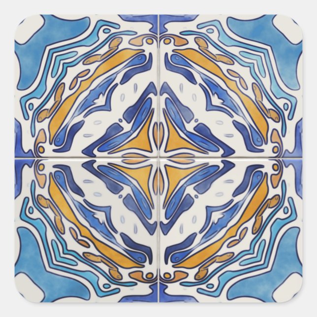 Adesivo Quadrado Azulejos azuis (Frente)