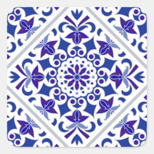 Adesivo Quadrado Azulejos brancos e azulejos portugueses