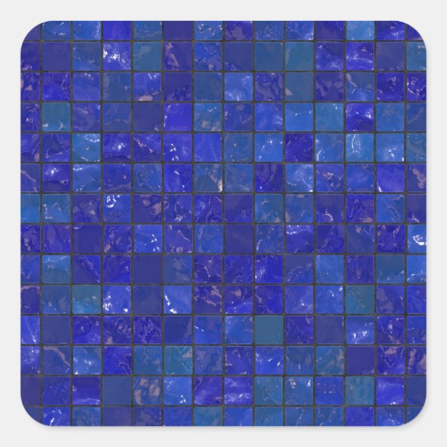 Adesivo Quadrado Azulejos de Banho Azul (Frente)