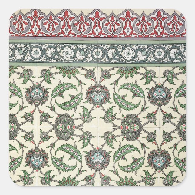 Adesivo Quadrado Azulejos de Muro da Mesquita de Cheykhoun, de Árab (Frente)