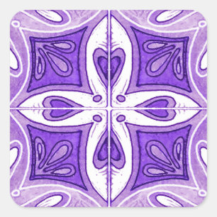 Adesivo Quadrado Azulejos do coração inspirados pelo roxo de