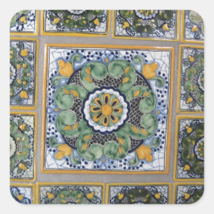 Adesivo Quadrado Azulejos do estilo de Talavera do mexicano
