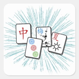 Adesivo Quadrado Azulejos Mahjong Azul