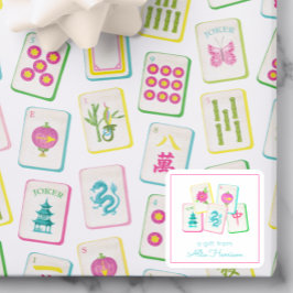 Adesivo Quadrado Azulejos Mahjong Watercolor Brilhante