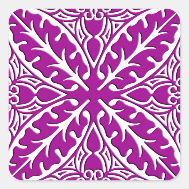 Adesivo Quadrado Azulejos marroquinos - ametista roxo e branco (Frente)