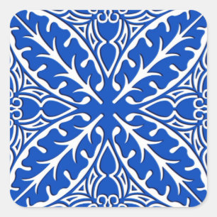 Adesivo Quadrado Azulejos marroquinos - azul de cobalto e branco