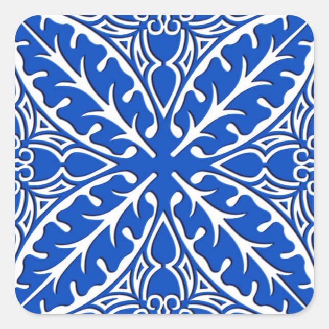 Adesivo Quadrado Azulejos marroquinos - azul de cobalto e branco (Frente)