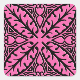 Adesivo Quadrado azulejos marroquinos - cor-de-rosa e preto
