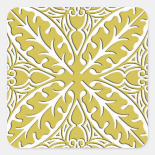 Adesivo Quadrado Azulejos marroquinos - ouro e branco da mostarda