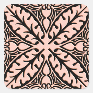 Adesivo Quadrado Azulejos marroquinos - rosa e preto do pêssego