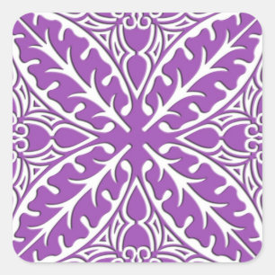 Adesivo Quadrado azulejos marroquinos - violeta e branco