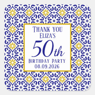 Adesivo Quadrado Azulejos Portugueses Azul 50º aniversário do Medit