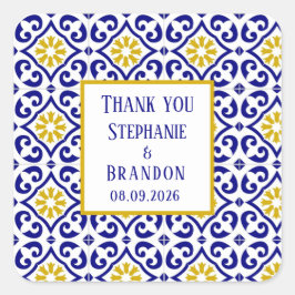 Adesivo Quadrado Azulejos Portugueses Casamento Azul Mediterrâneo