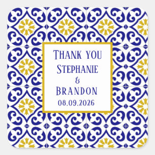 Adesivo Quadrado Azulejos Portugueses Casamento Azul Mediterrâneo