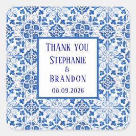 Adesivo Quadrado Azulejos Portugueses Casamento Azul Mediterrâneo