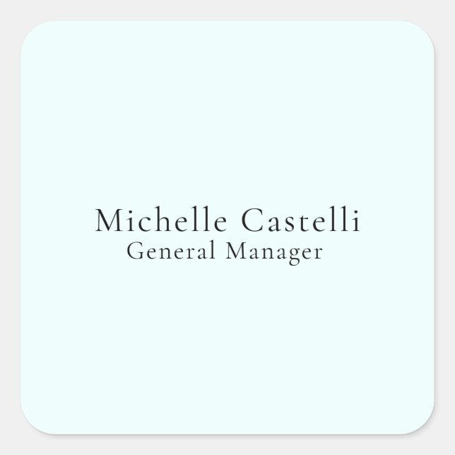 Adesivo Quadrado Azure Blue Professional Unique Classical Simple (Frente)