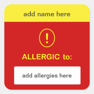 Adesivo Quadrado b3 - PERSONALIZAR ESTE ~ Adicionar Nome + Alergia.