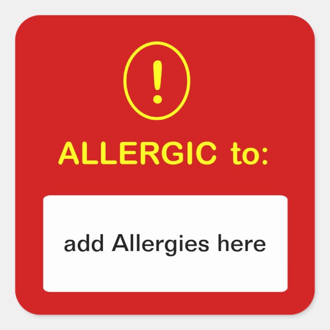 Adesivo Quadrado b6 - PERSONALIZE ESTE ~ adicionam alergias (Frente)