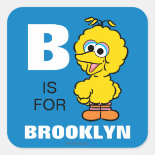 Adesivo Quadrado B é de Big Bird   Adicione seu nome