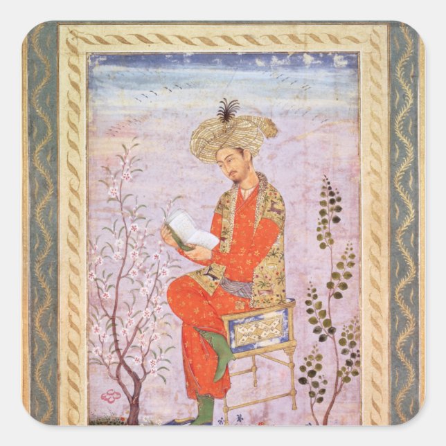 Adesivo Quadrado Babur Reading, Mughal (Frente)
