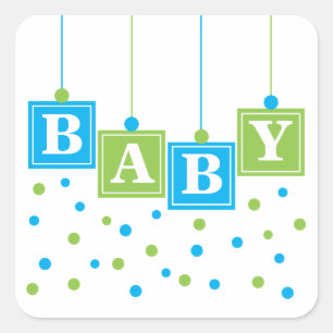 Adesivo Quadrado BABY Blocks Blue Green Boy Sticker