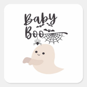 Adesivo Quadrado Baby Boo Cute Halloween Impressão Vintage Style