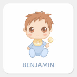 Adesivo Quadrado Baby Boy Blue Jumpcase Nome Personalizado