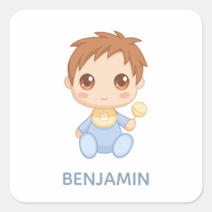 Adesivo Quadrado Baby Boy Blue Jumpcase Nome Personalizado