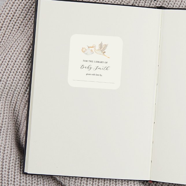 Adesivo Quadrado Baby Boy Storey Chá Bookplate (Criador carregado)