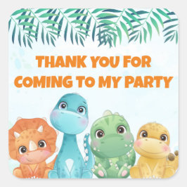Adesivo Quadrado Baby Dinosaur Party Favor Stickers