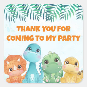 Adesivo Quadrado Baby Dinosaur Party Favor Stickers