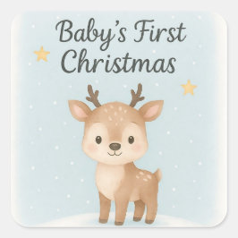 Adesivo Quadrado Baby first christmas reindeer cute pastel holiday 